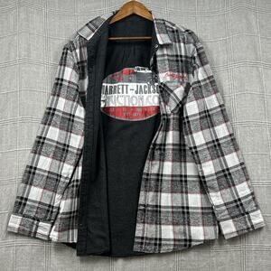 Barrett Jackson Flannel Shirt Men's 2XL Reversible Plaid Charcoal 100% Cotton